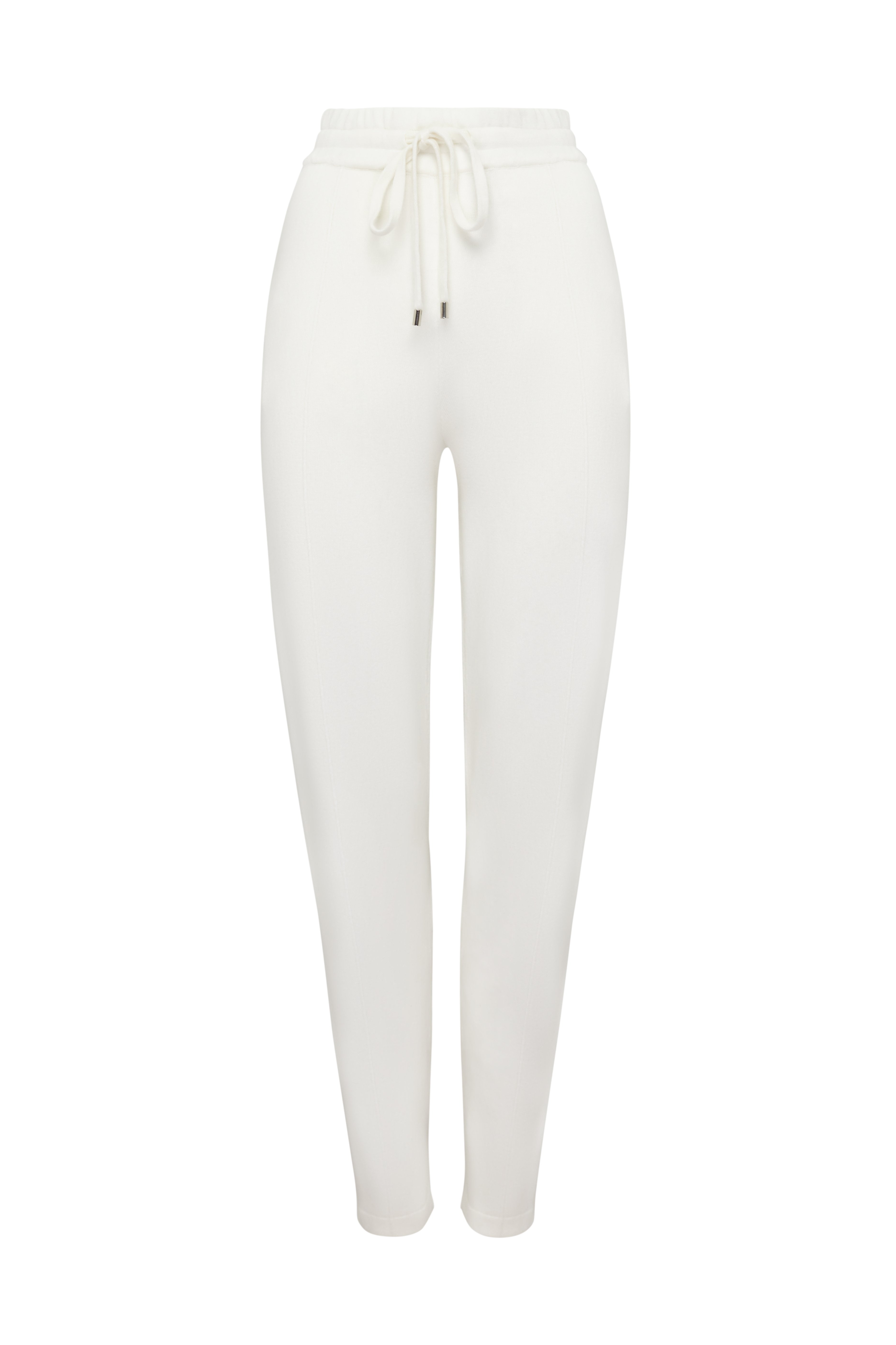 Зауженные брюки на резинке в молочном цвете 1