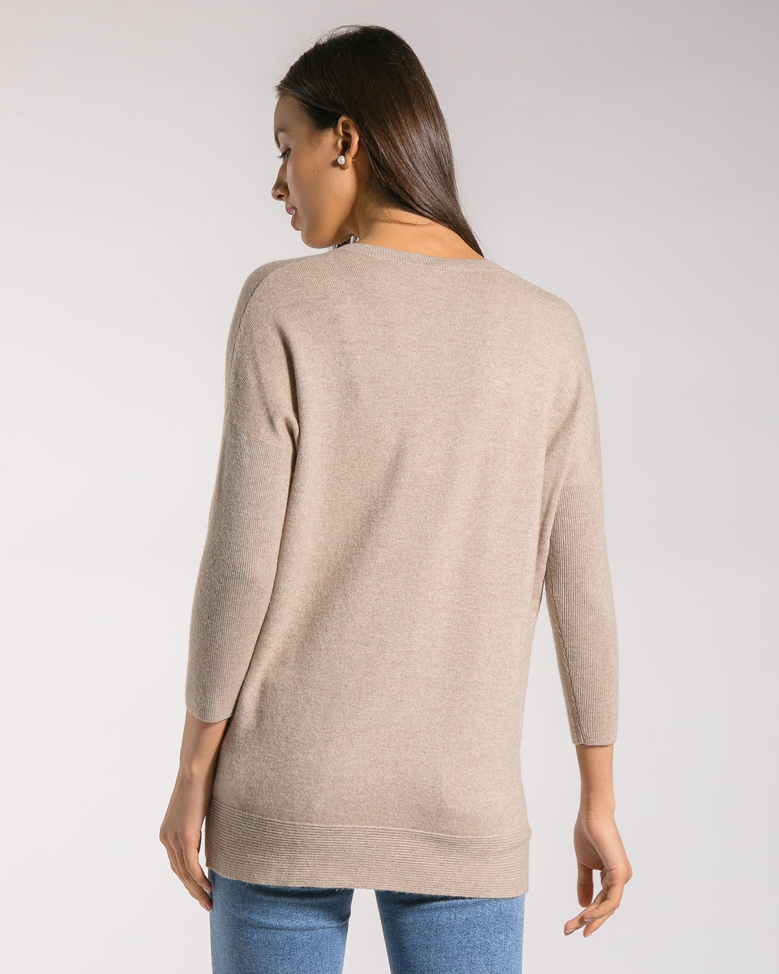 Однотонный джемпер из мягкой кашемировой пряжи песочного тона 5