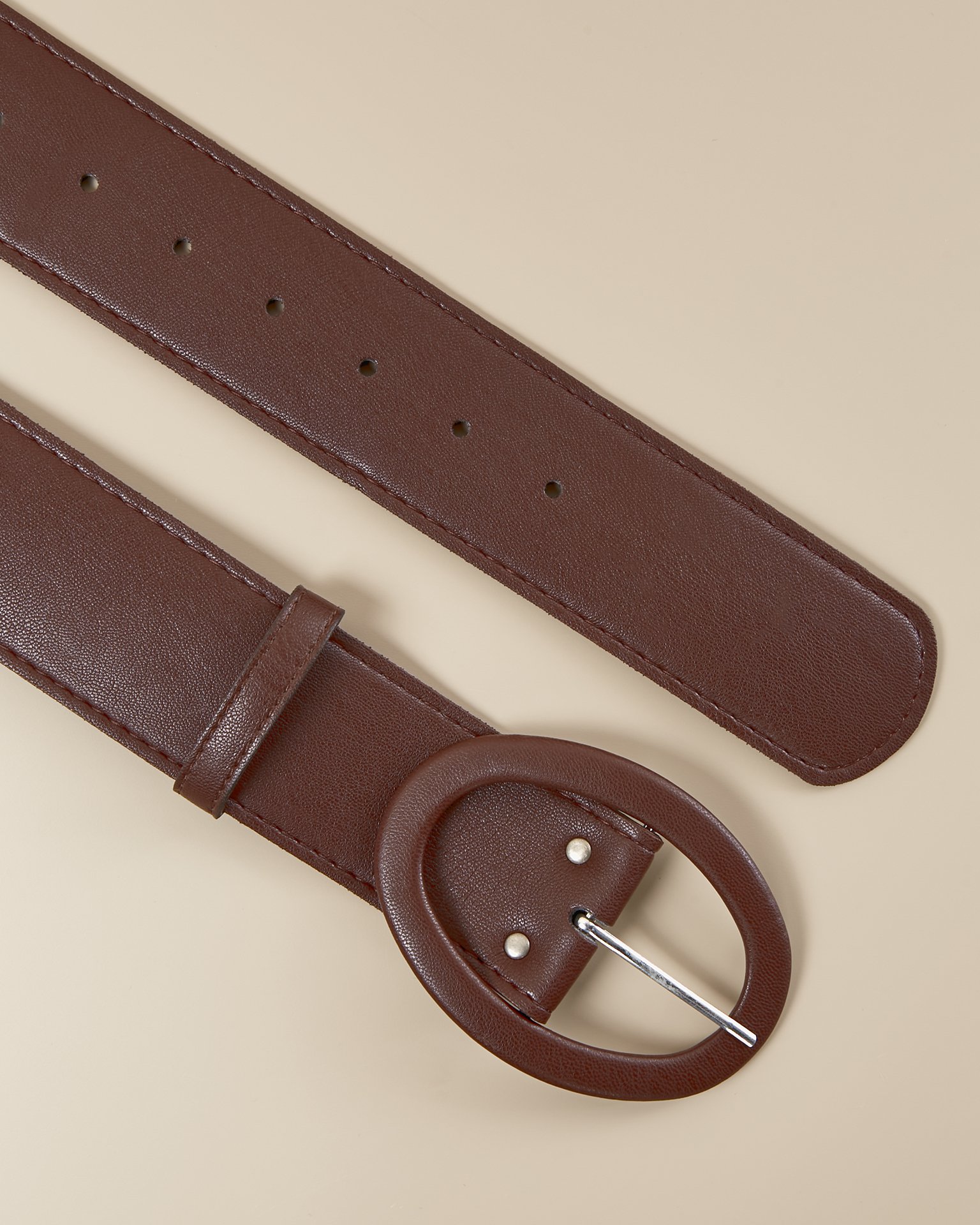 Belt with oval buckle, Brown — photo 2