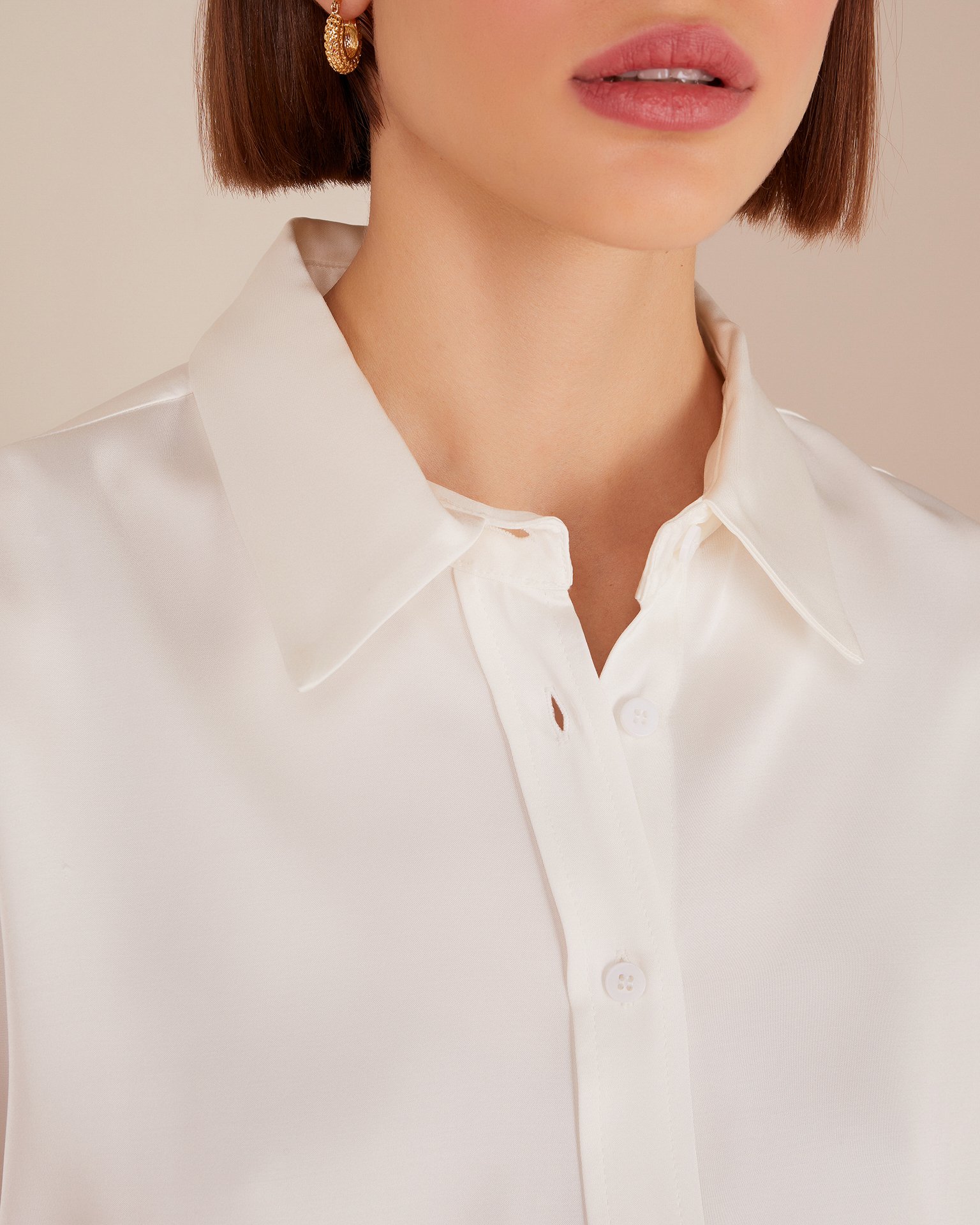 Белоснежная атласная рубашка 5