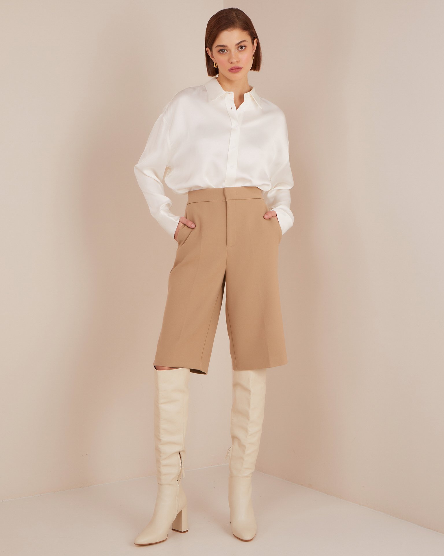 Белоснежная атласная рубашка 2