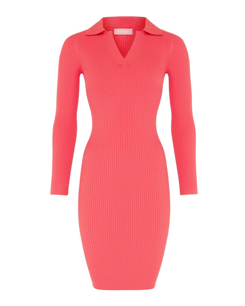 Платье с V-образным вырезом в розовом цвете 6