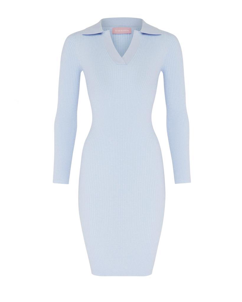 Платье с V-образным вырезом в голубом цвете 1