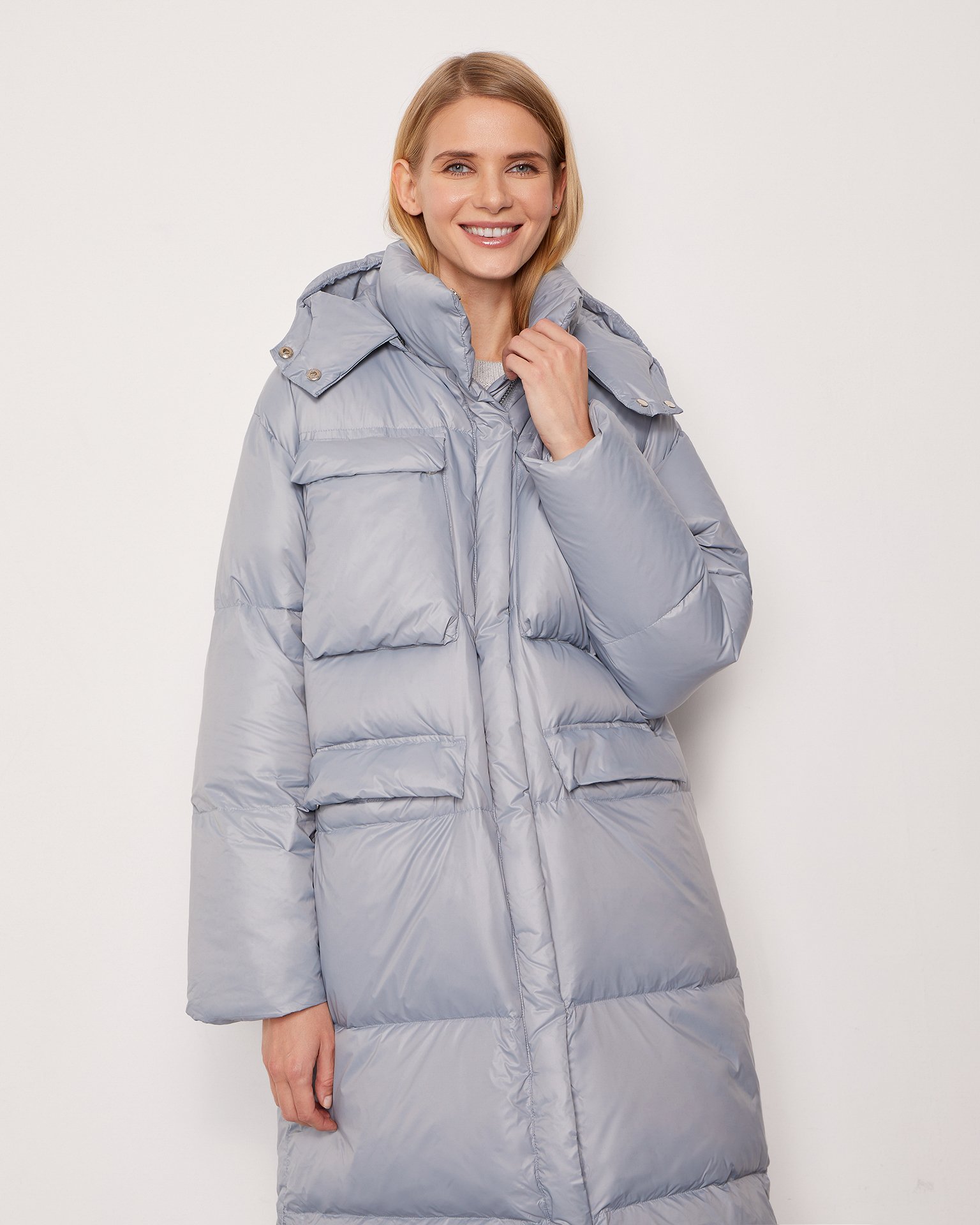 Удлиненный пуховик 5