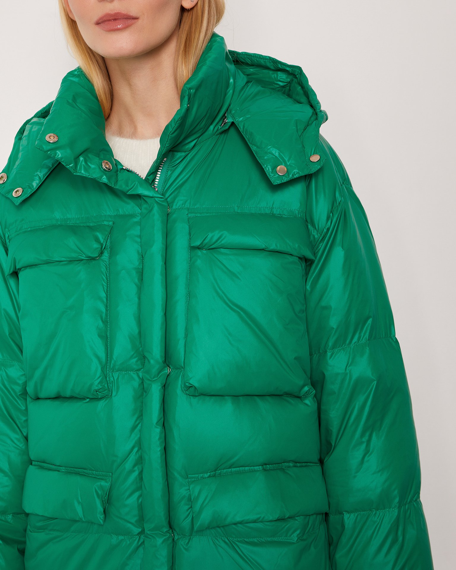 Пуховик зеленого цвета 7