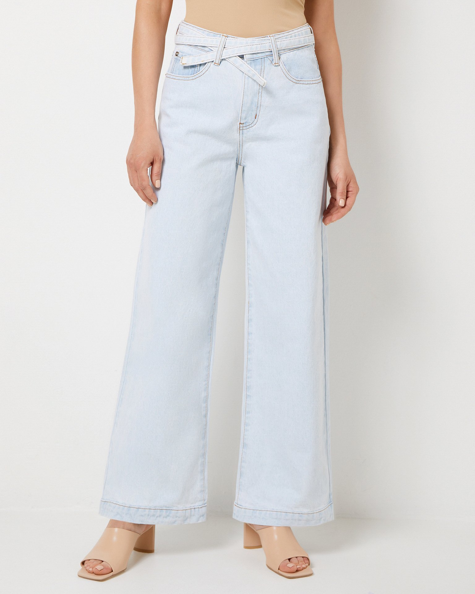 Джинсы с поясом 6