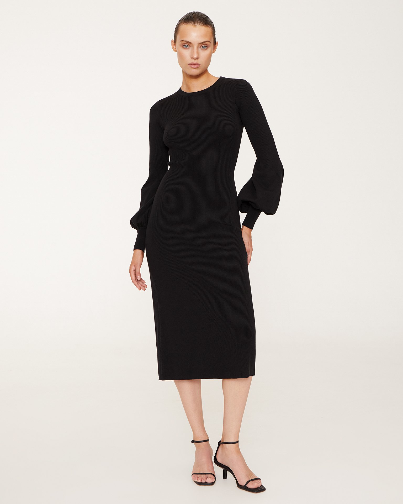 Облегающее платье миди в черном цвете 2