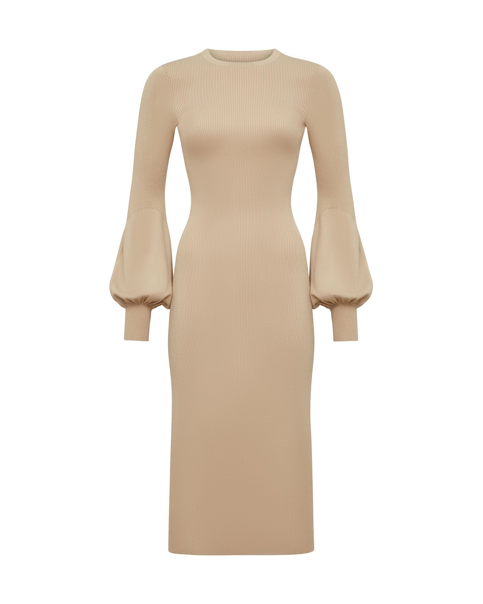 Облегающее платье миди в бежевом цвете 6