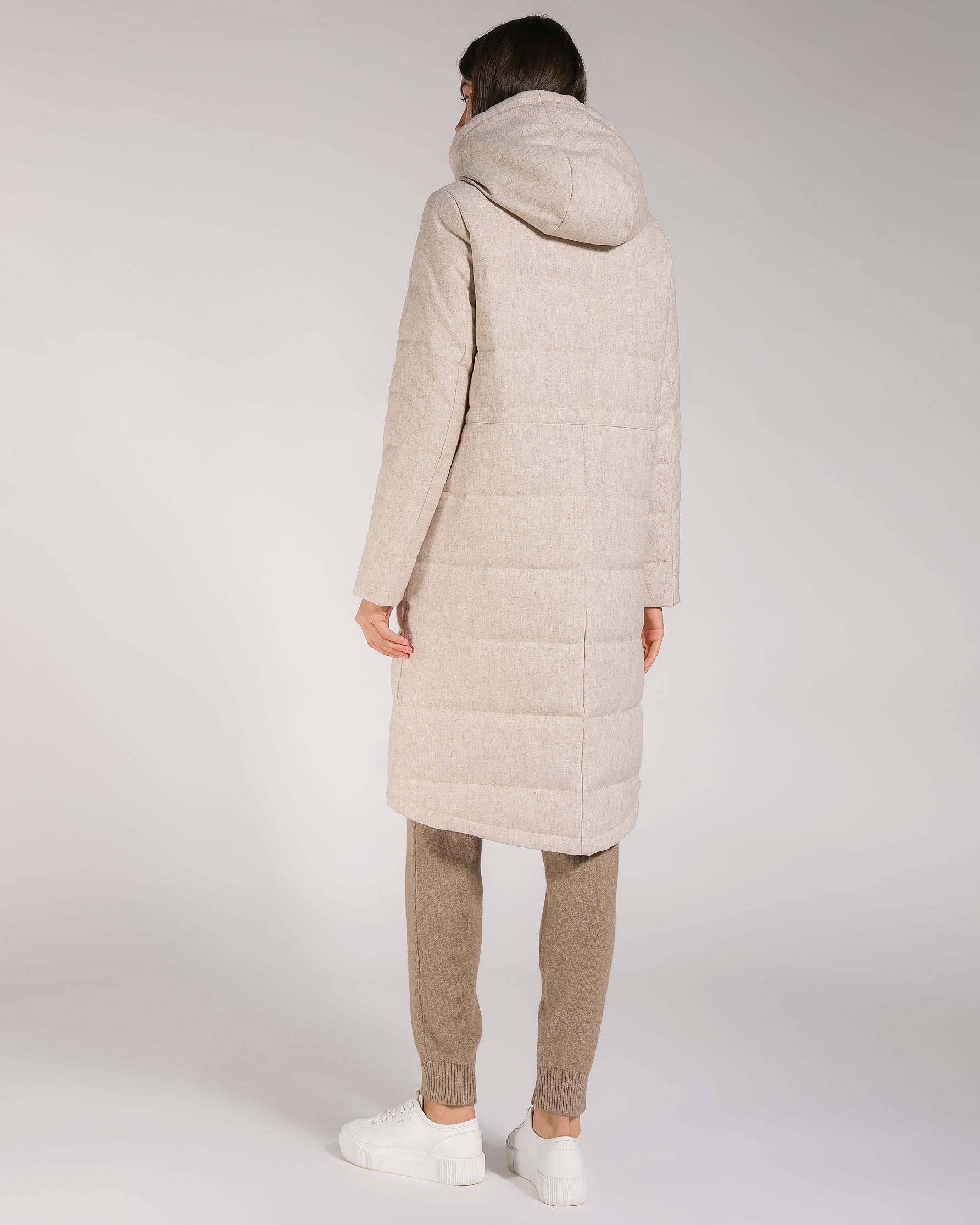 Пуховик молочного оттенка с капюшоном 5