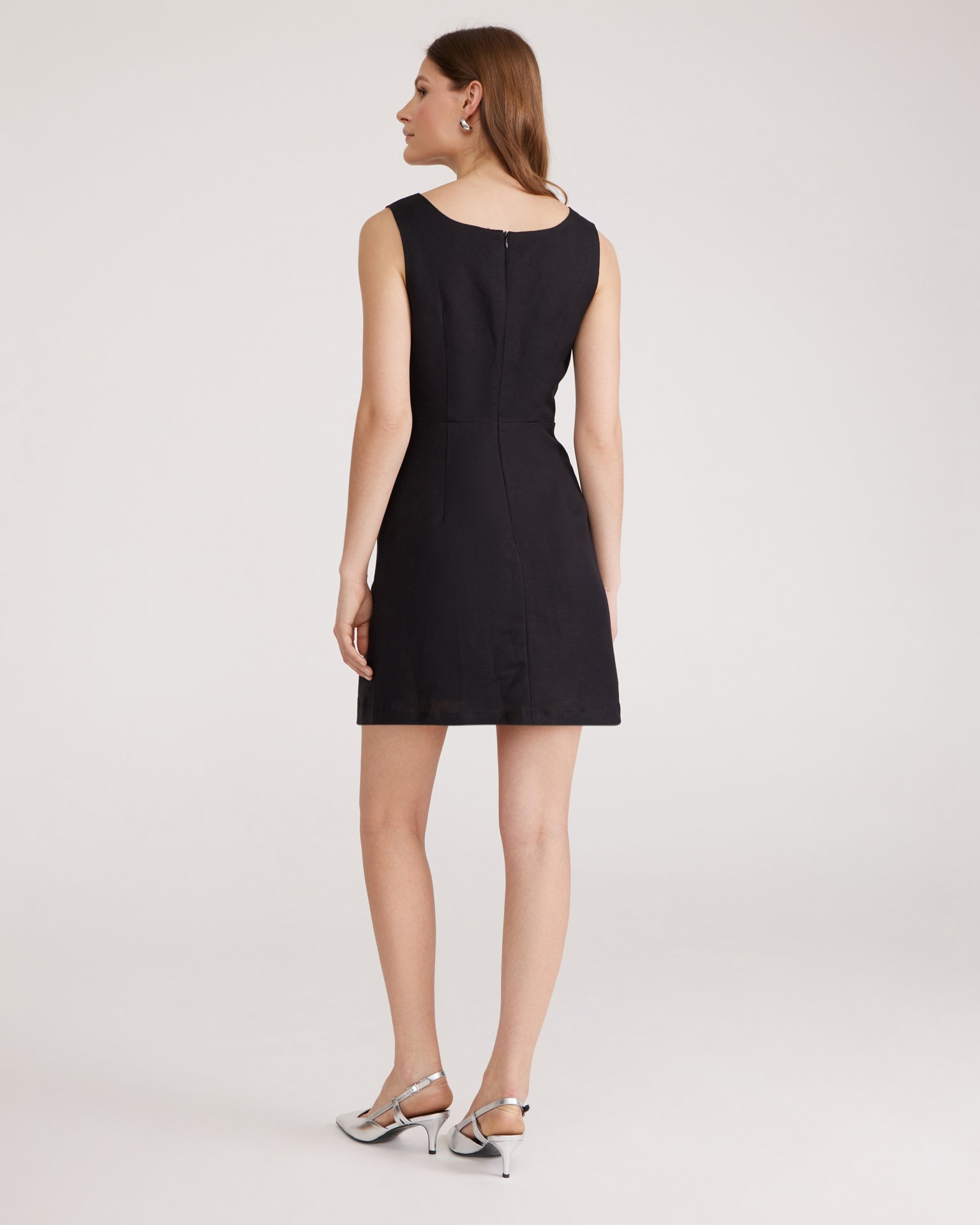 Льняное черное платье 4