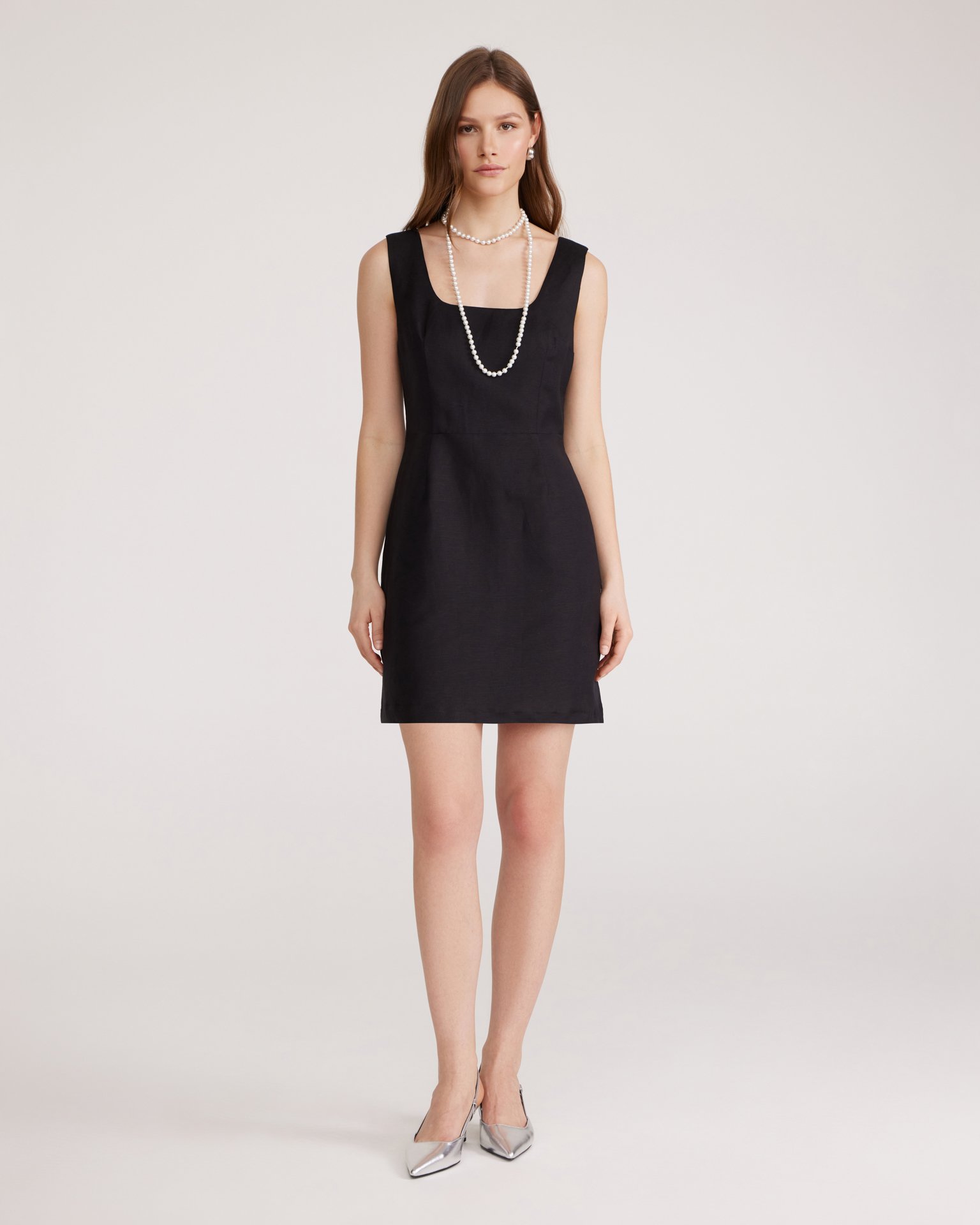 Льняное черное платье 3