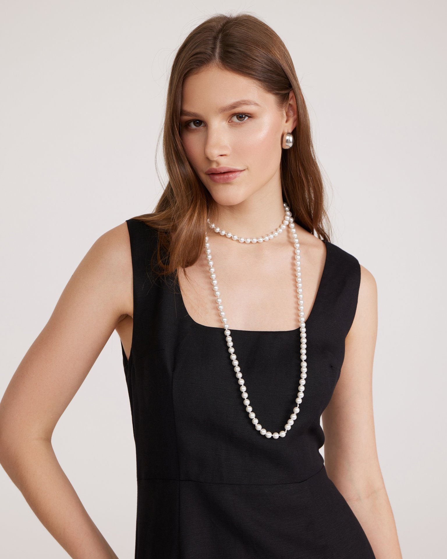 Льняное черное платье 5