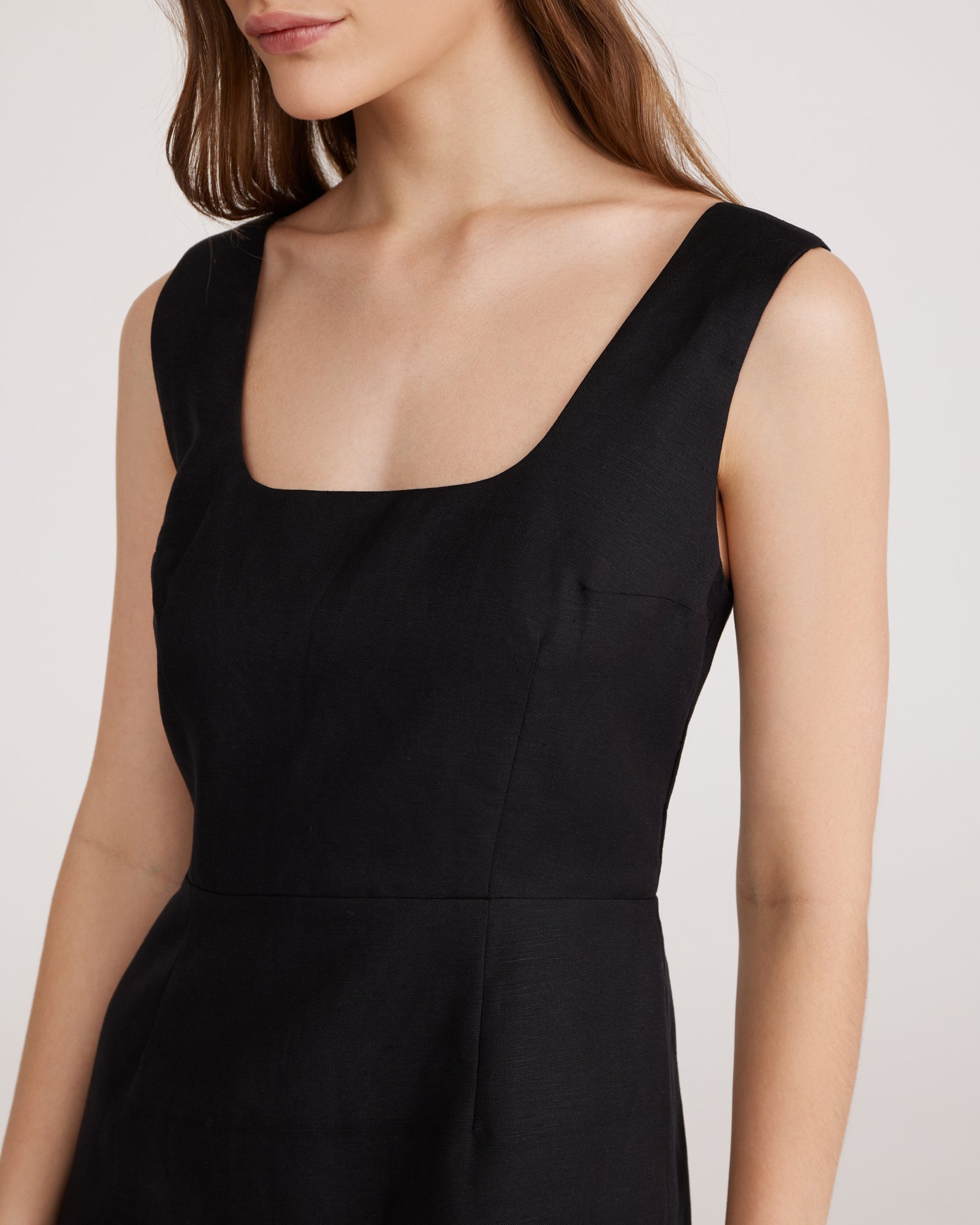 Льняное черное платье 6