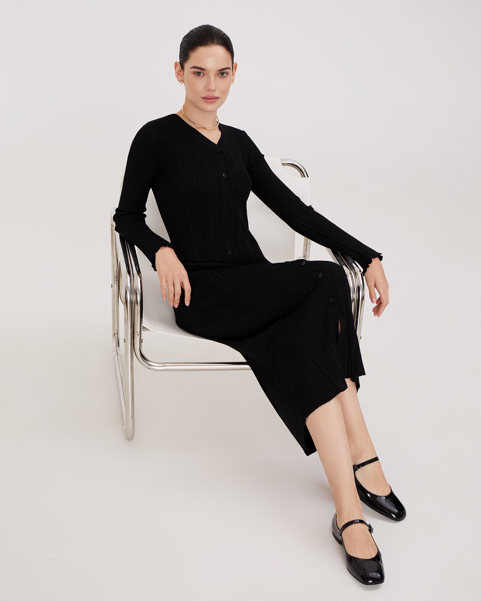 Черное платье миди 4