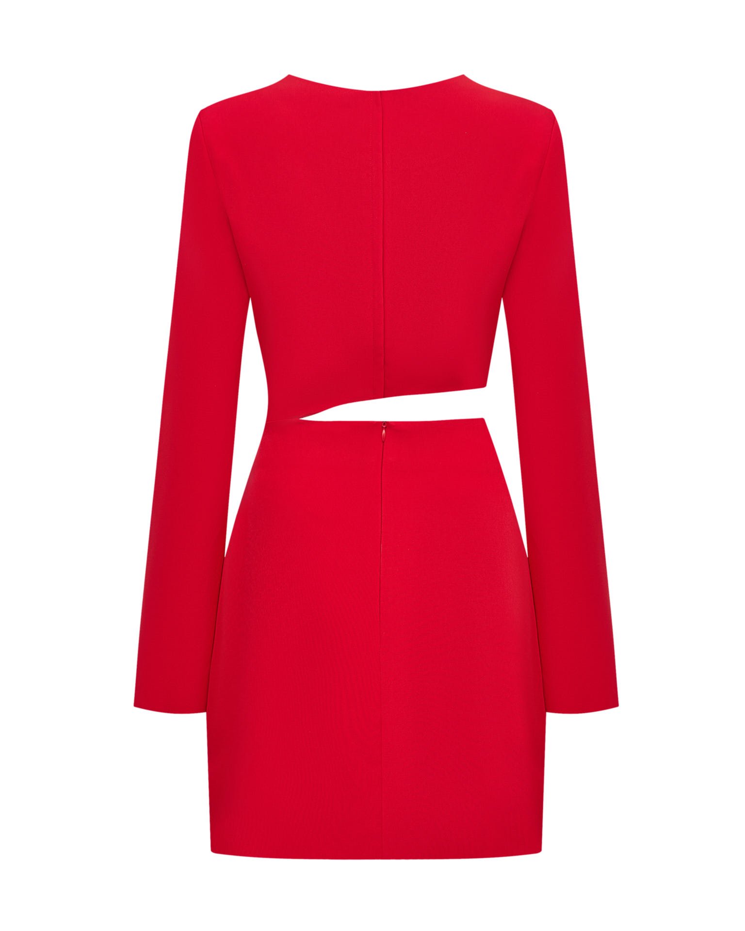 Красное платье с разрезом на талии 9