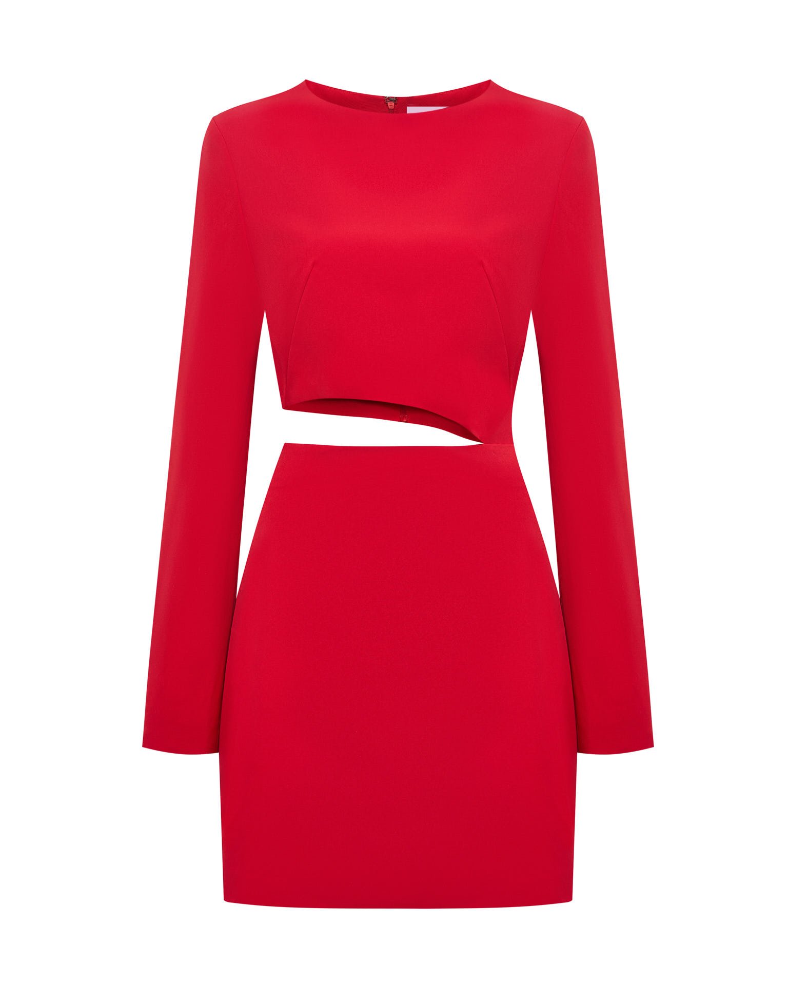 Красное платье с разрезом на талии 8