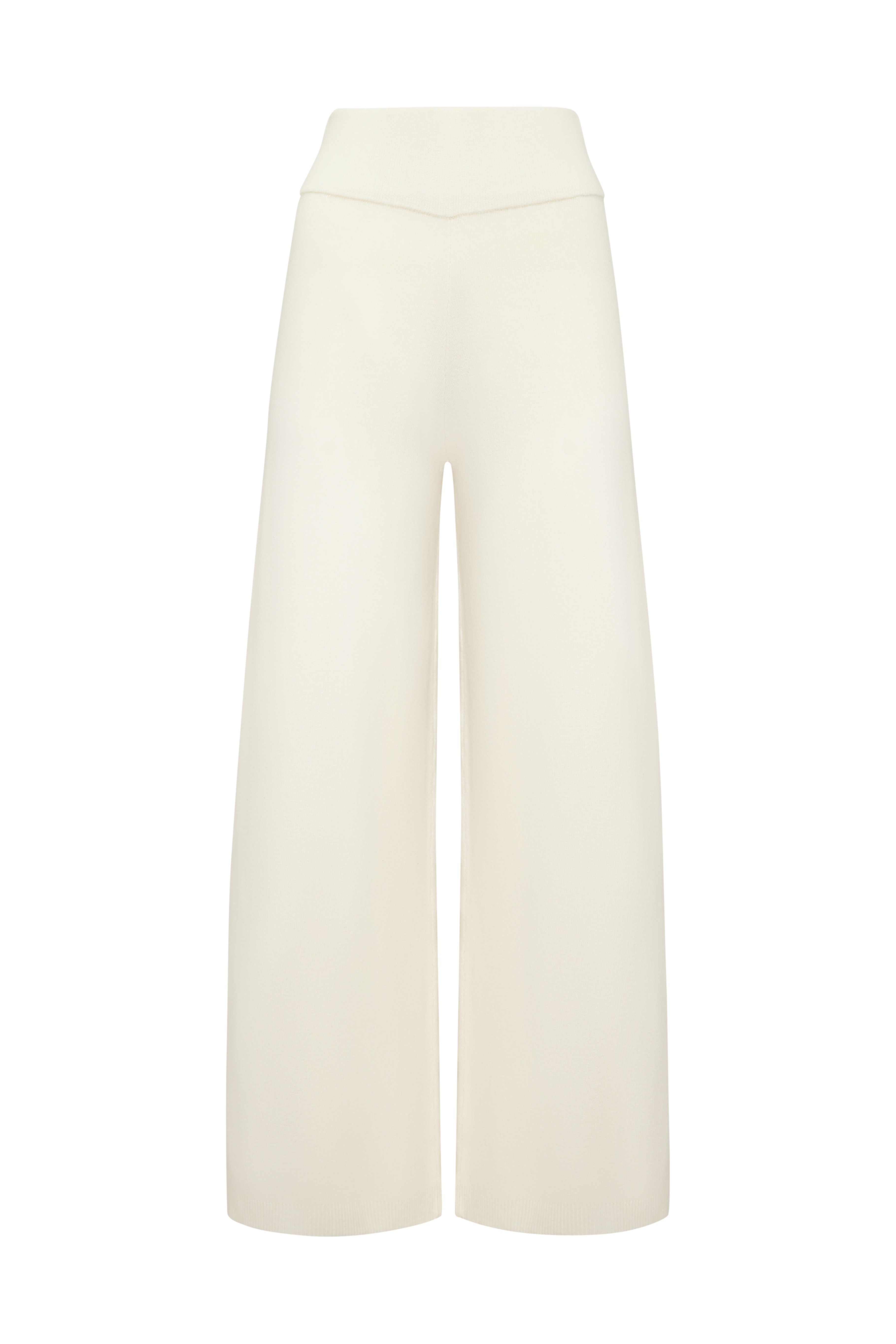 Wide-leg milk-coloured cashmere trousers 6