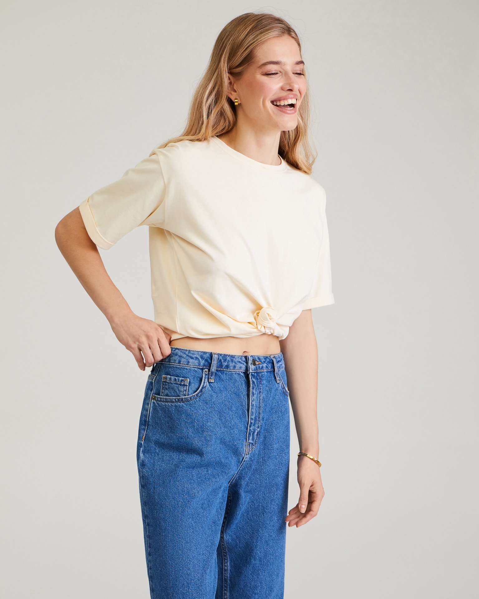 Голубые mom-джинсы 6