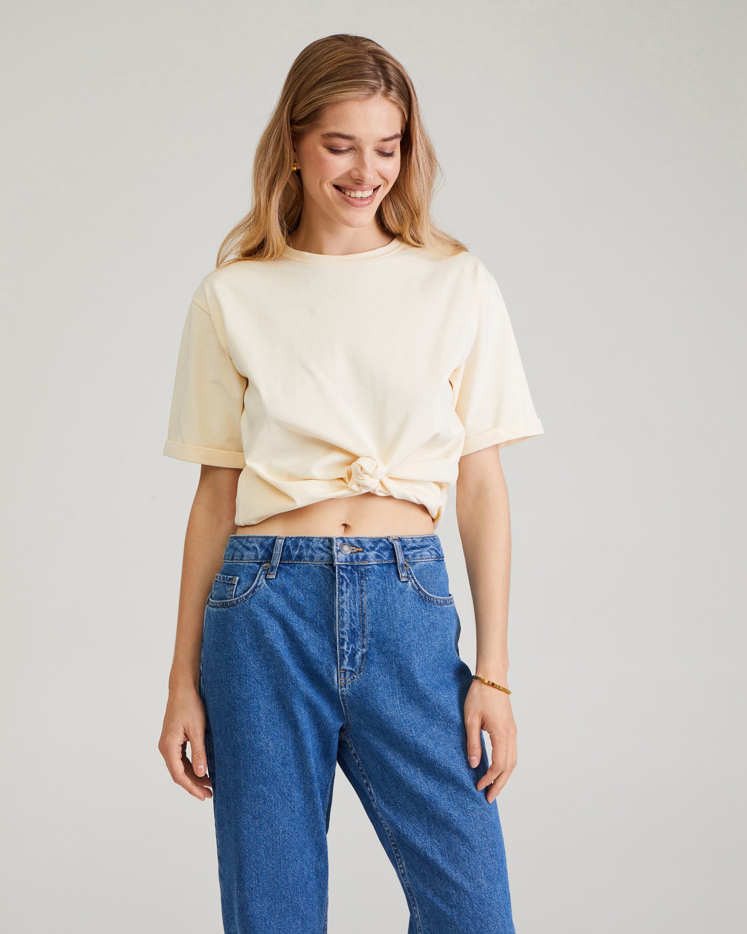 Голубые mom-джинсы 5