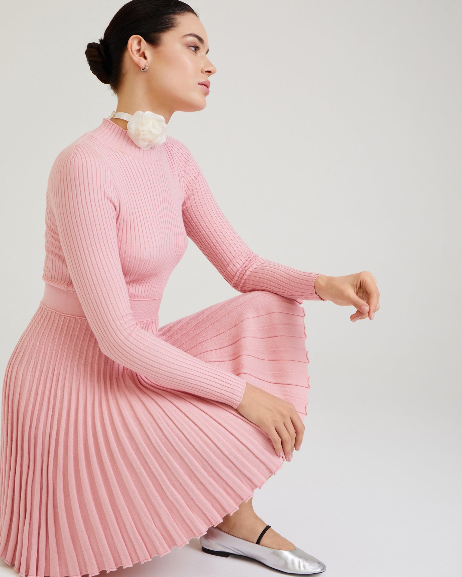 Платье с юбкой-плиссе 6