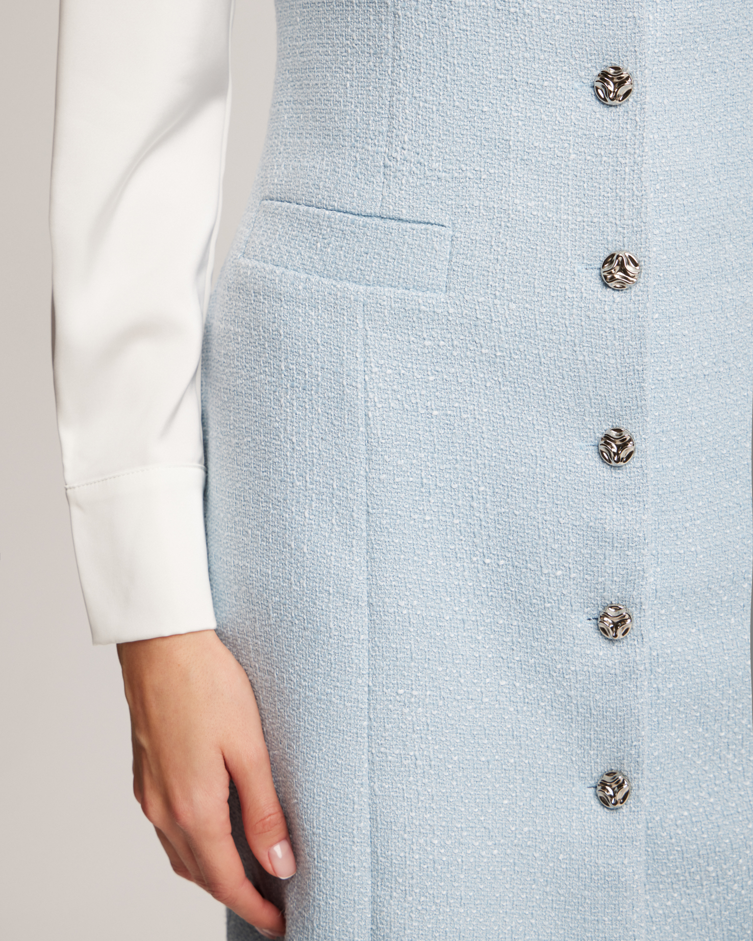 Твидовое голубое платье 4