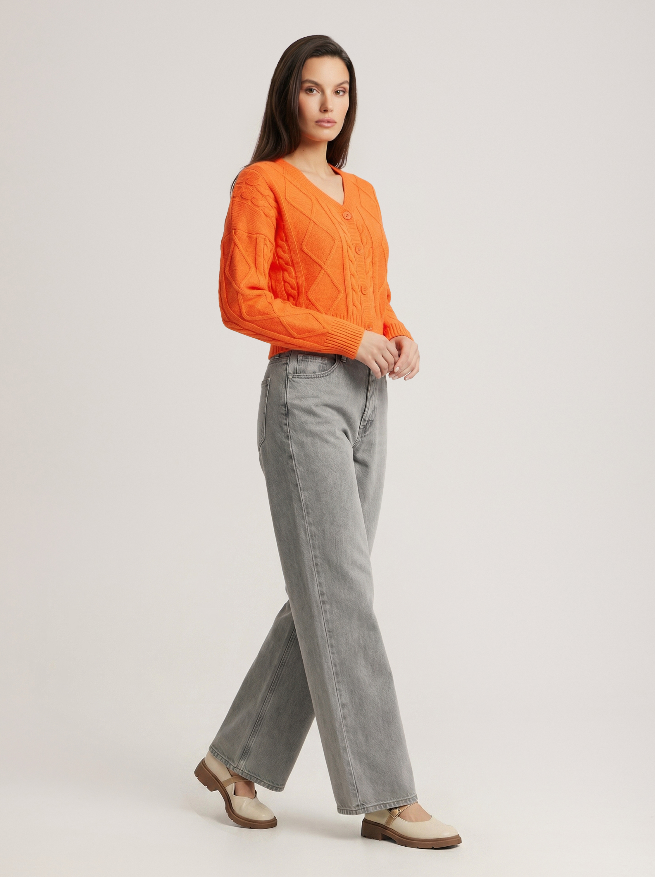 Хлопковый кардиган в апельсиновом цвете 3