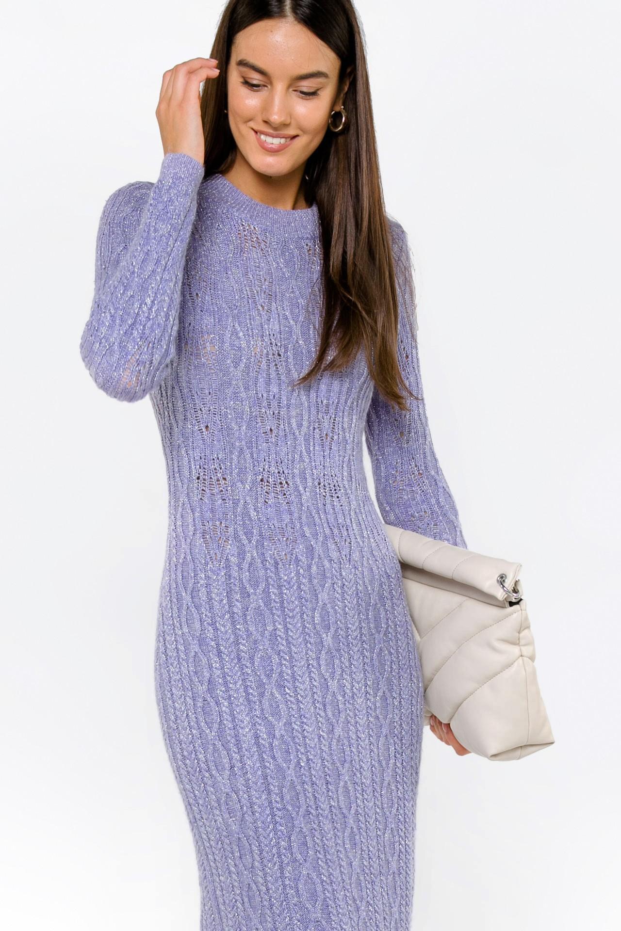 Платье из мягкого кашемира с фактурным узором 2