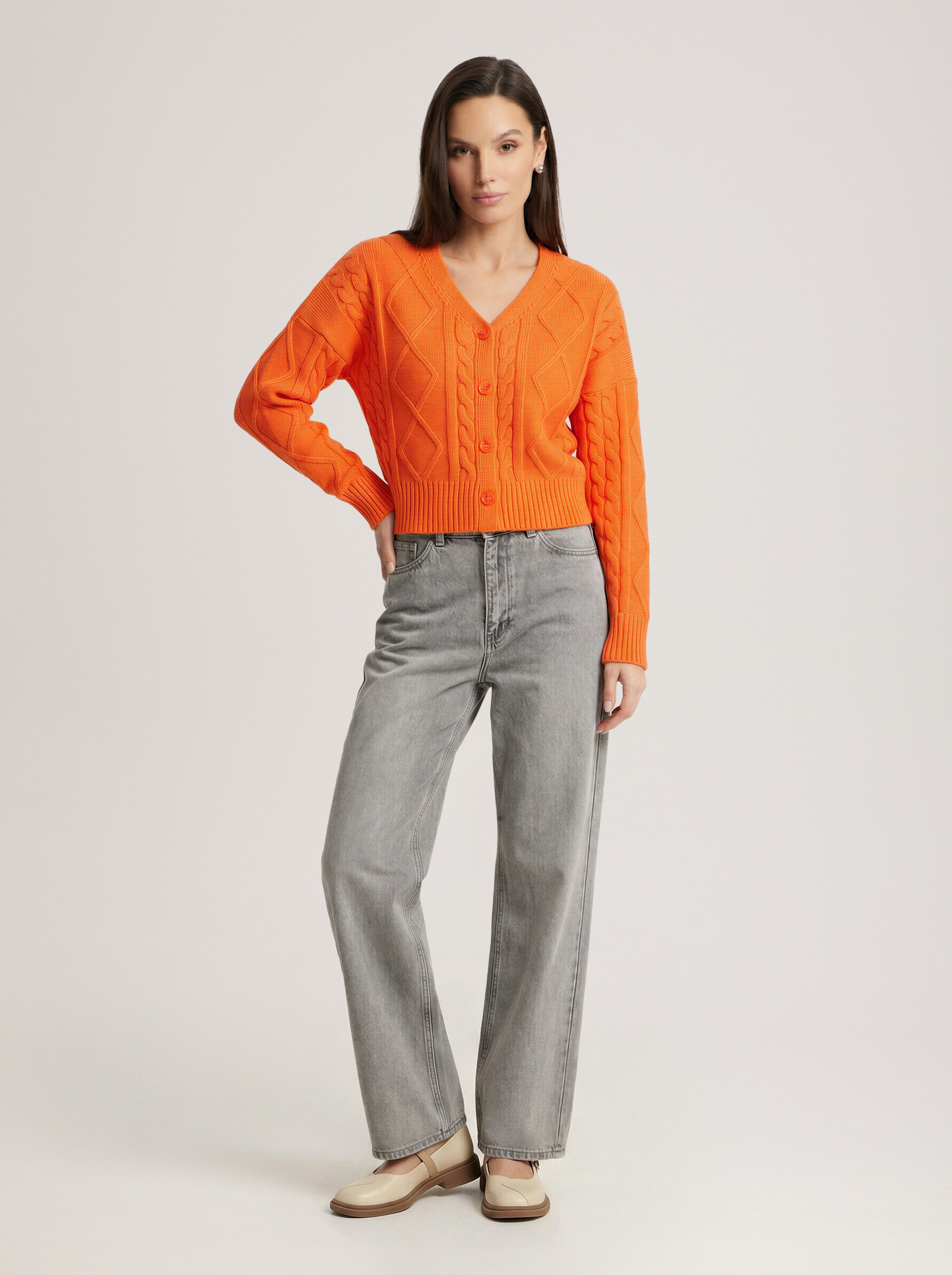 Хлопковый кардиган в апельсиновом цвете 2