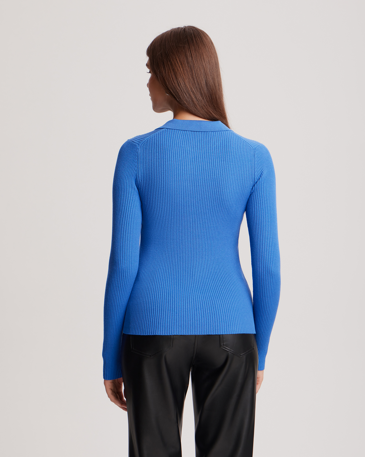 Синее поло с длинными рукавами 3