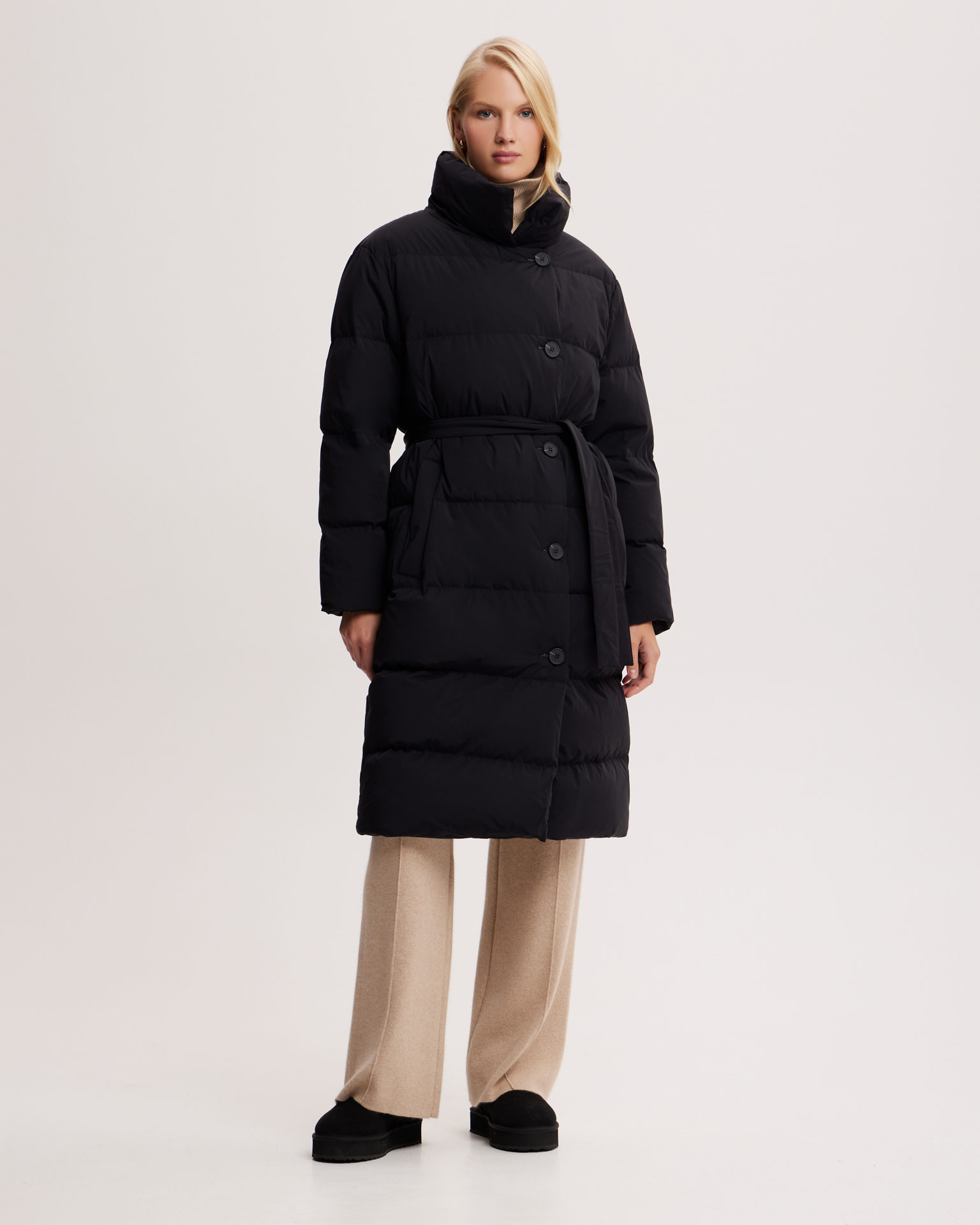 Пуховик с поясом 2