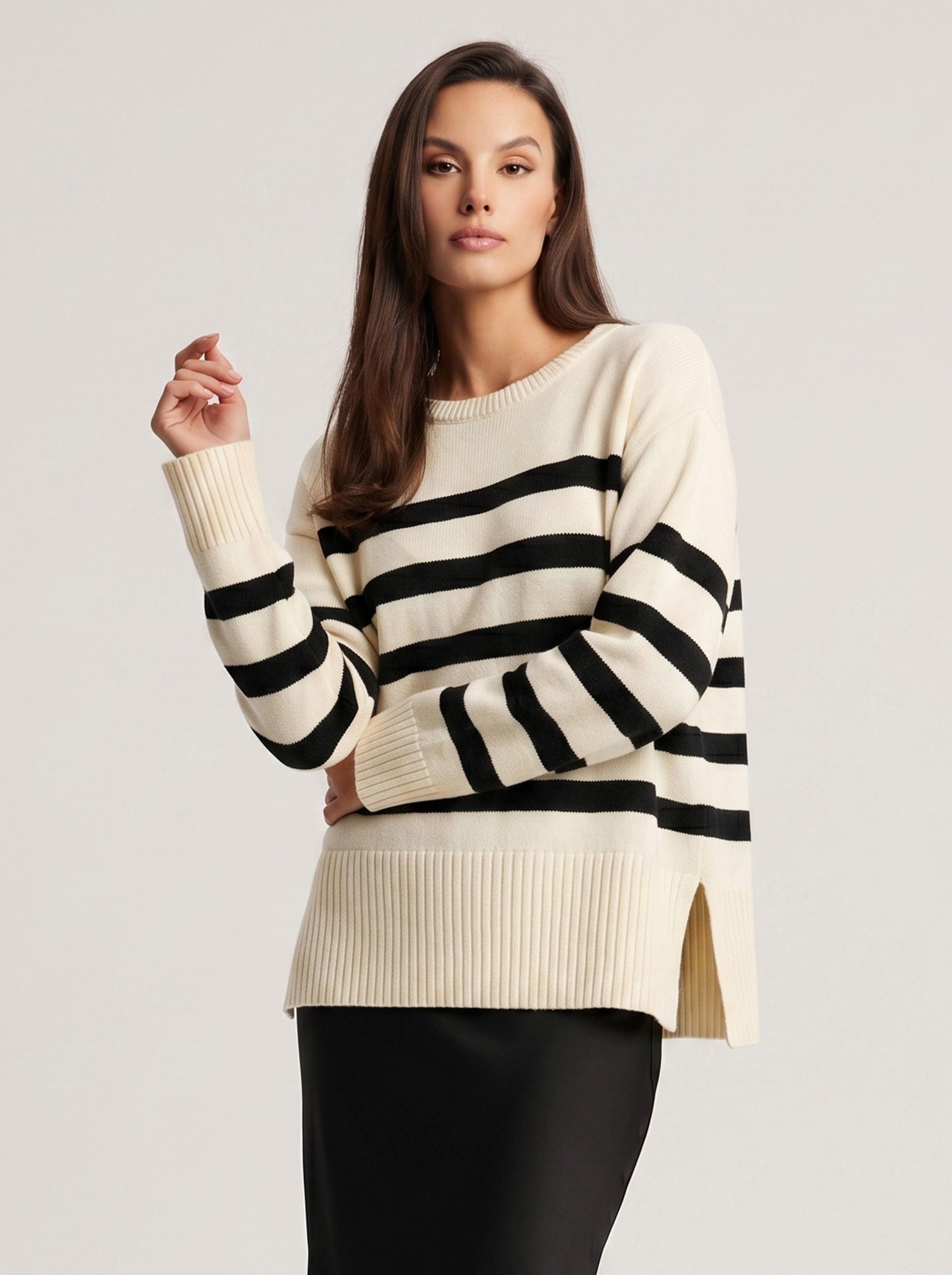 Молочный джемпер в полоску 3